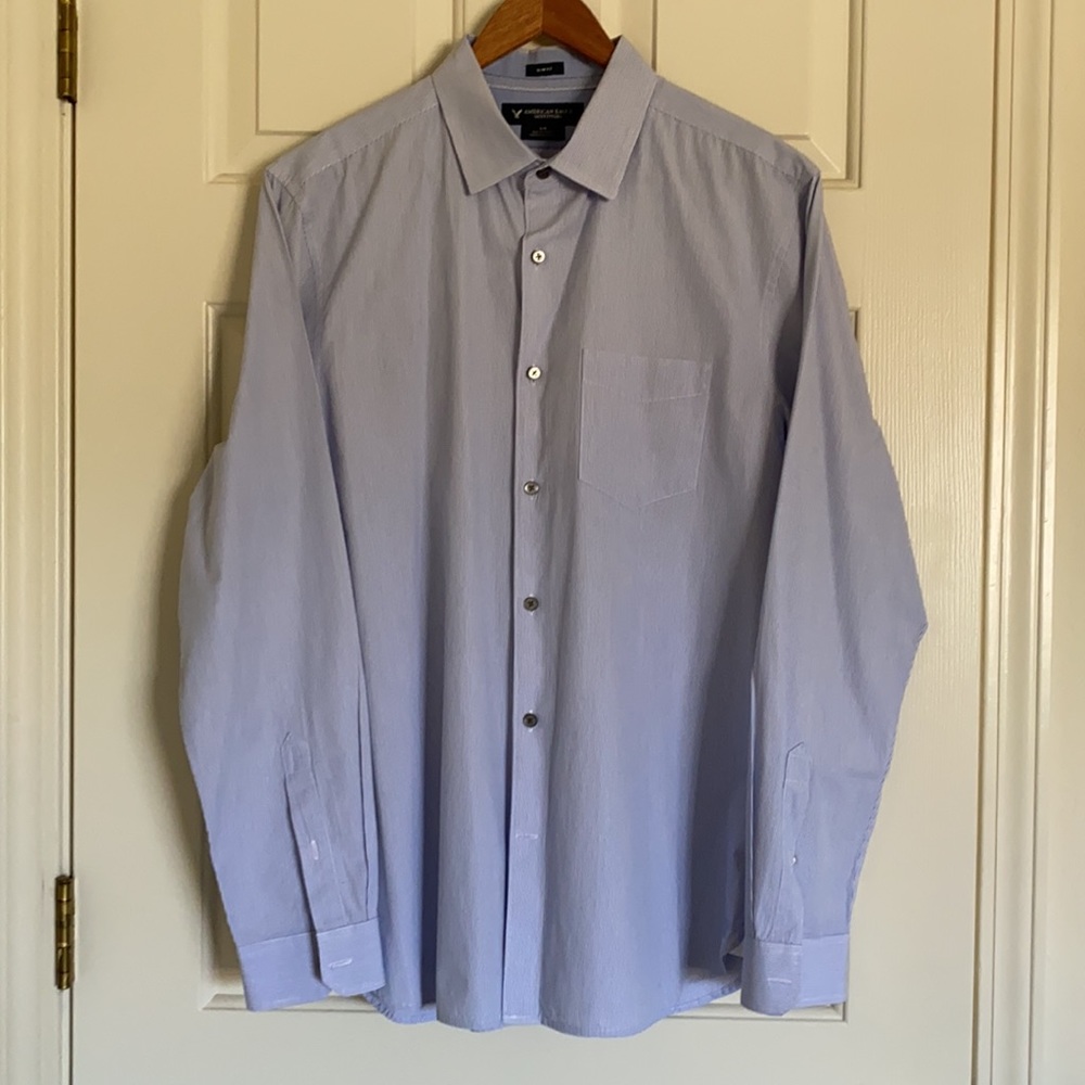 AE Blue Pinstripe Button-up Shirt